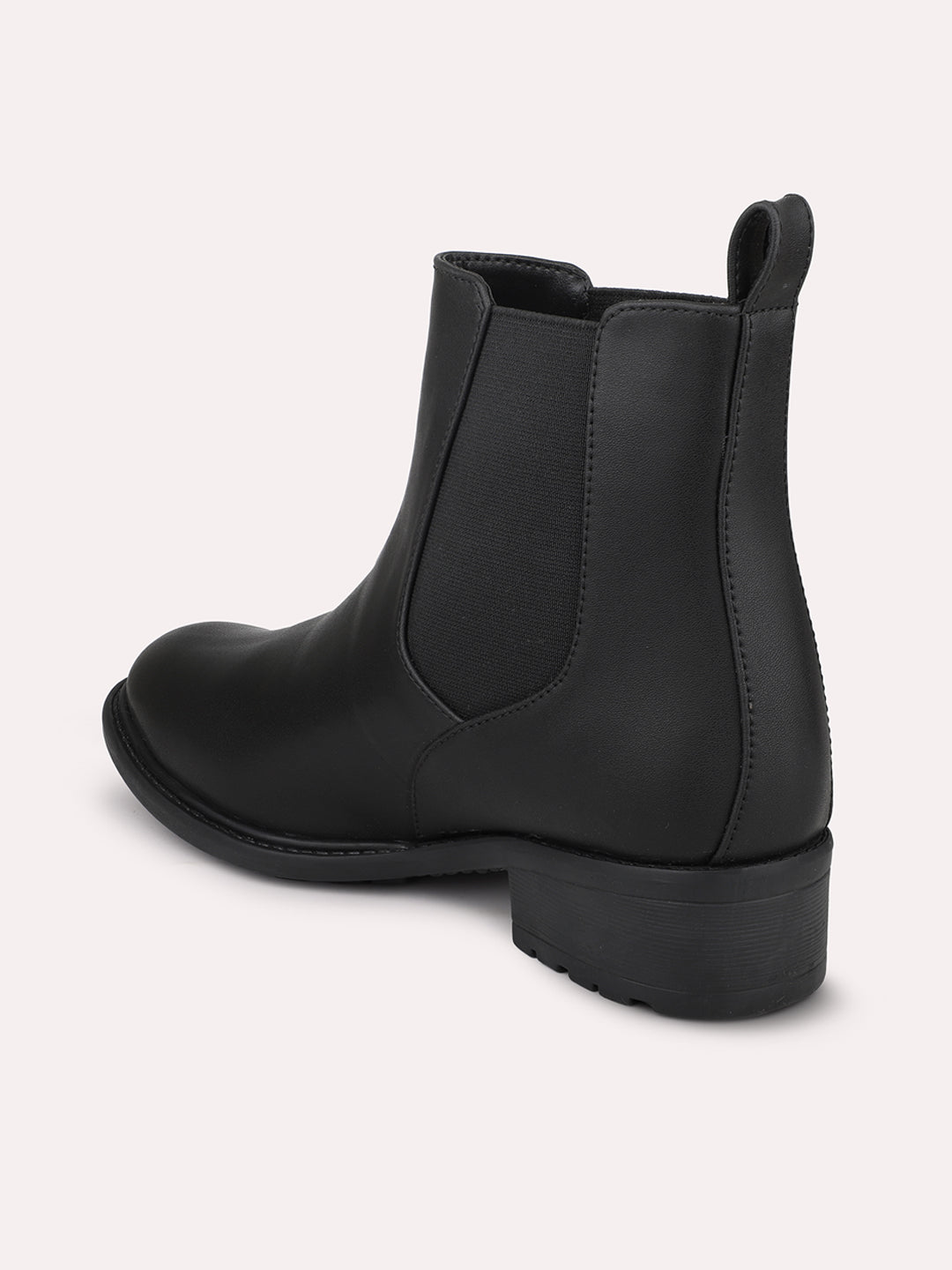 Women Black Solid Casual Chelsea Boots