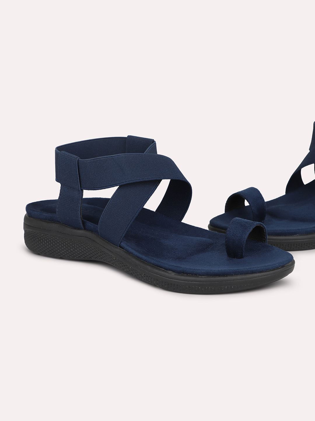 Women Navy Solid One Toe Flats