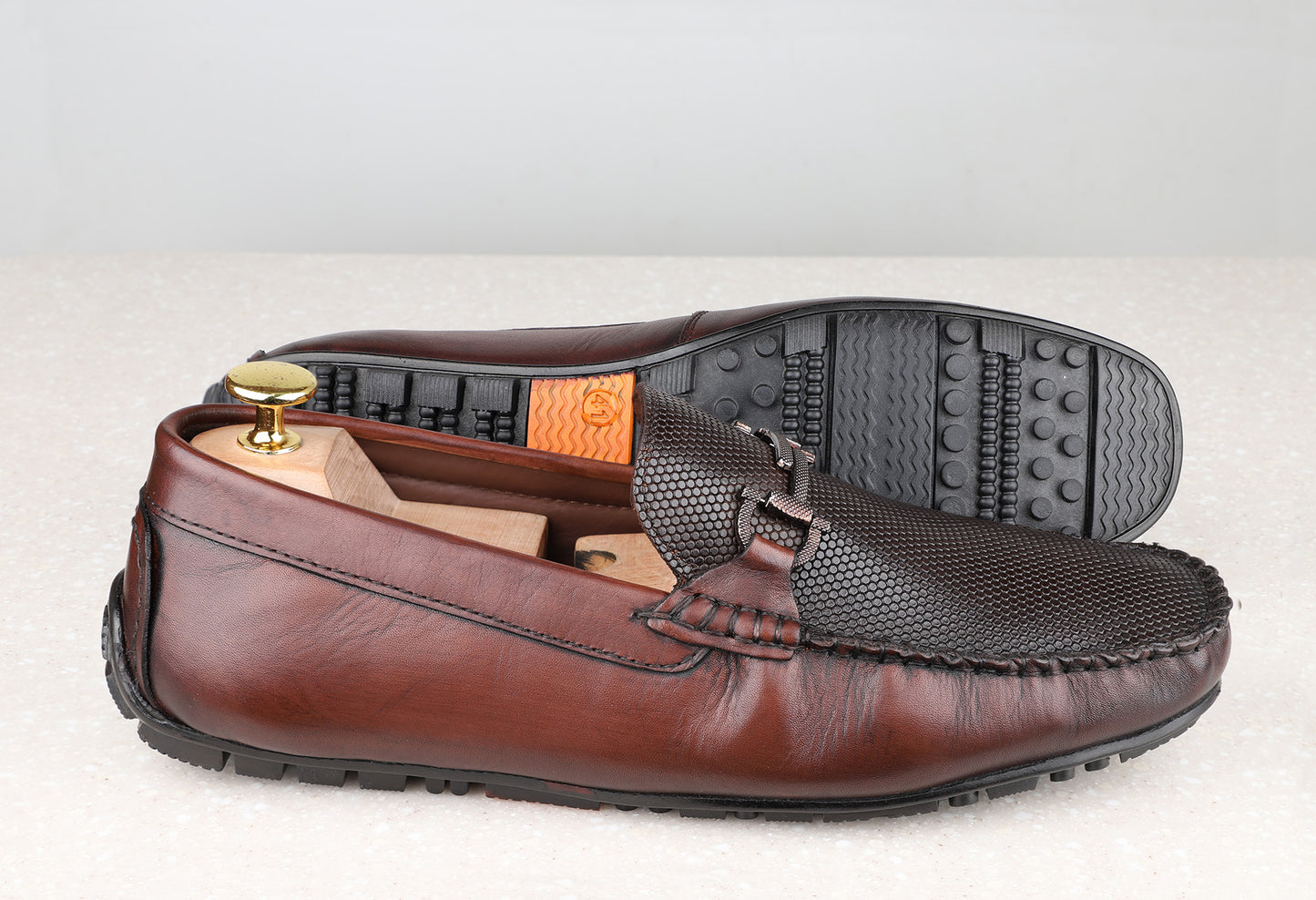 Atesber Brooch Driving Casual Shoes-Brown For Men