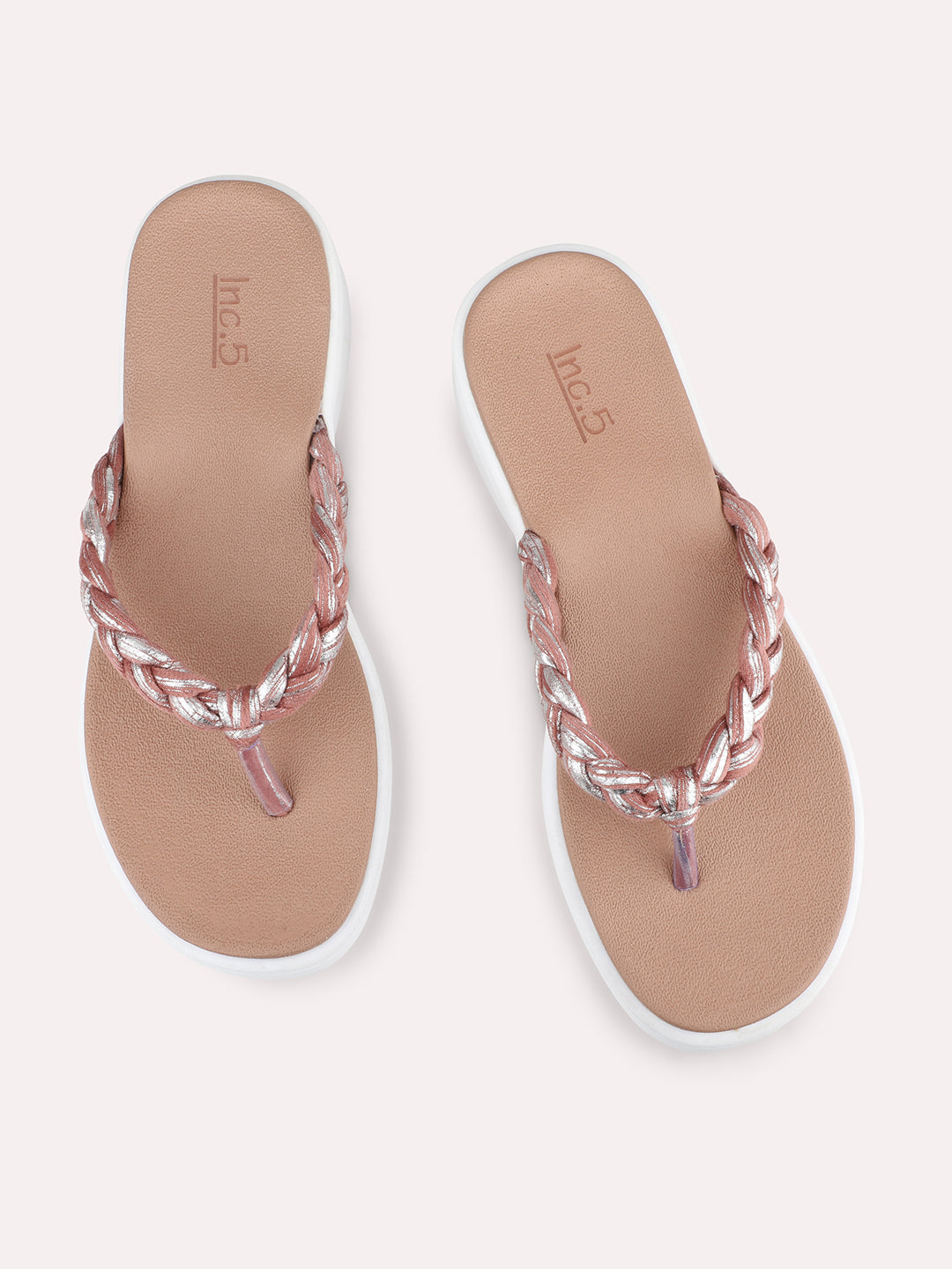 Women Peach Embellished Open Toe Comfort Heels