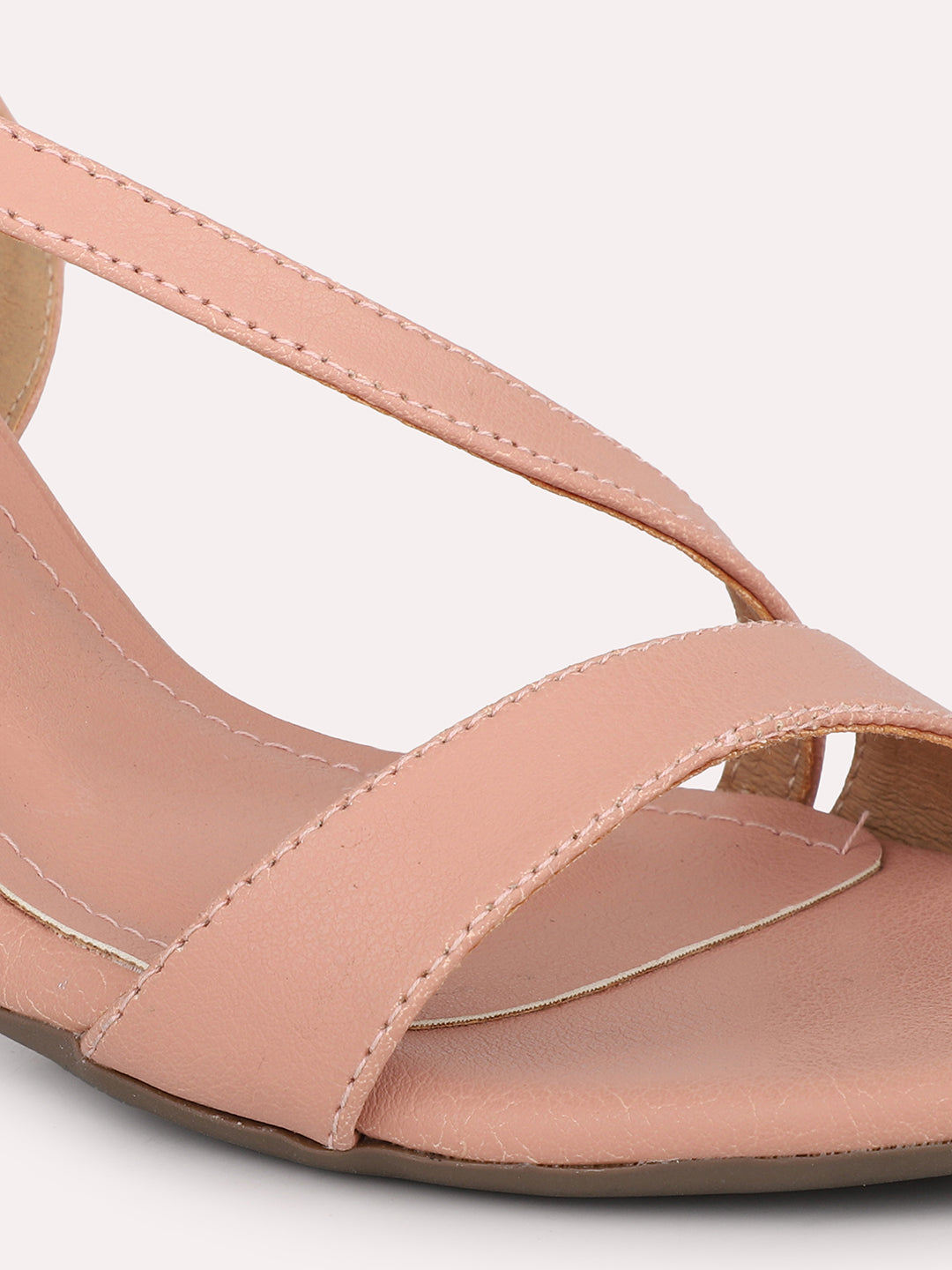 Women Peach Open Toe Slim Heels