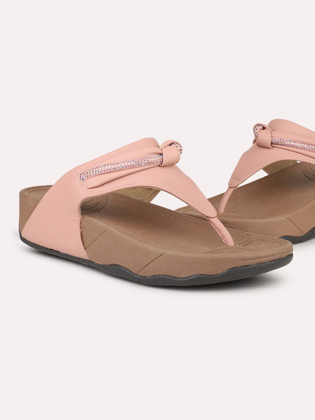 Women Peach Open Toe Comfort Heels