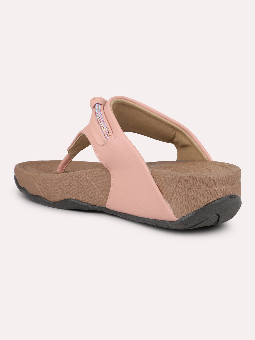 Women Peach Open Toe Comfort Heels