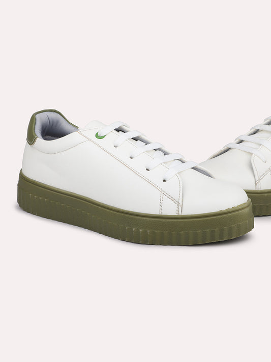 Women Green & White Colourblocked Sneakers