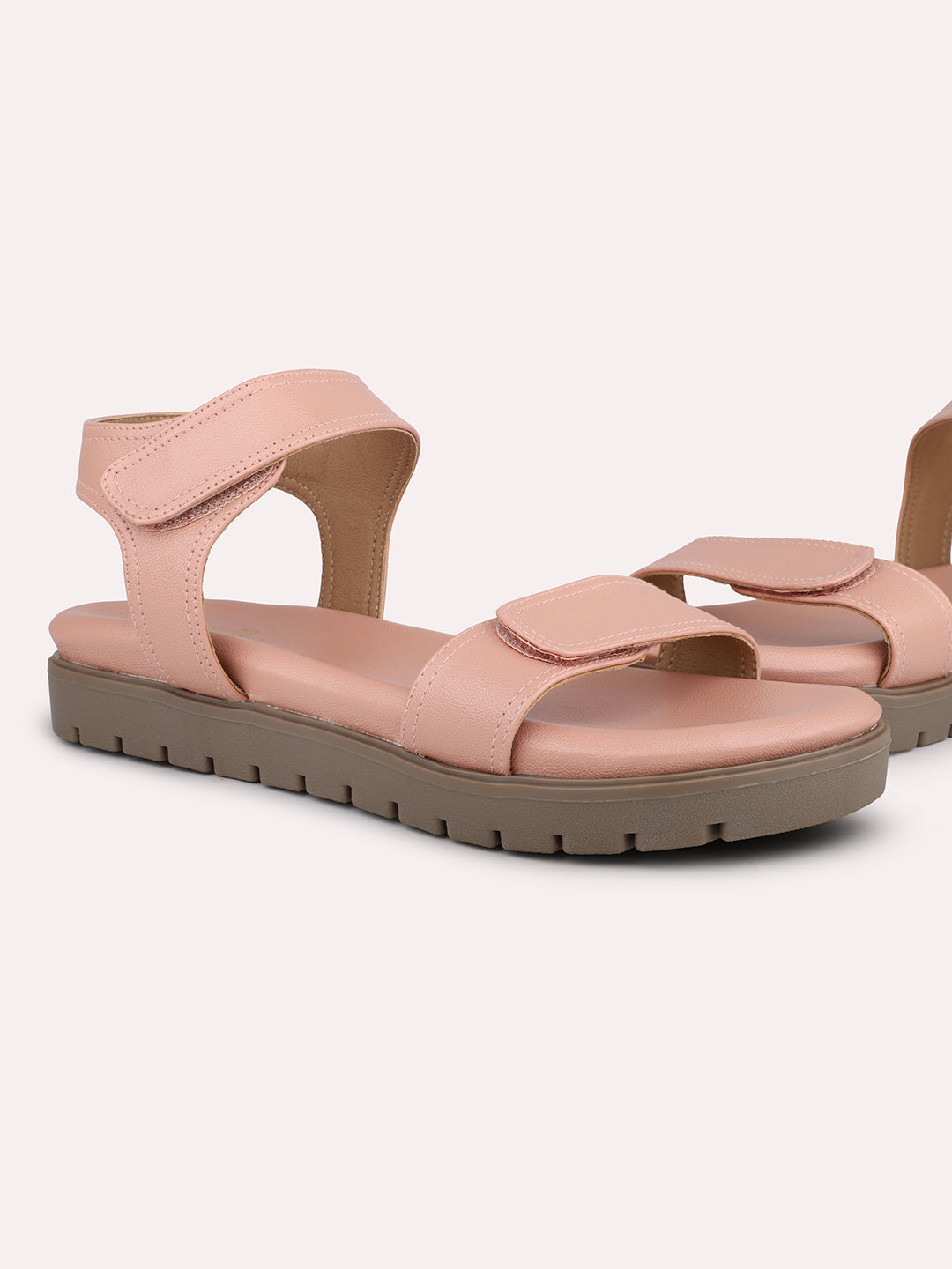 Women Peach Solid Comfort Sandals