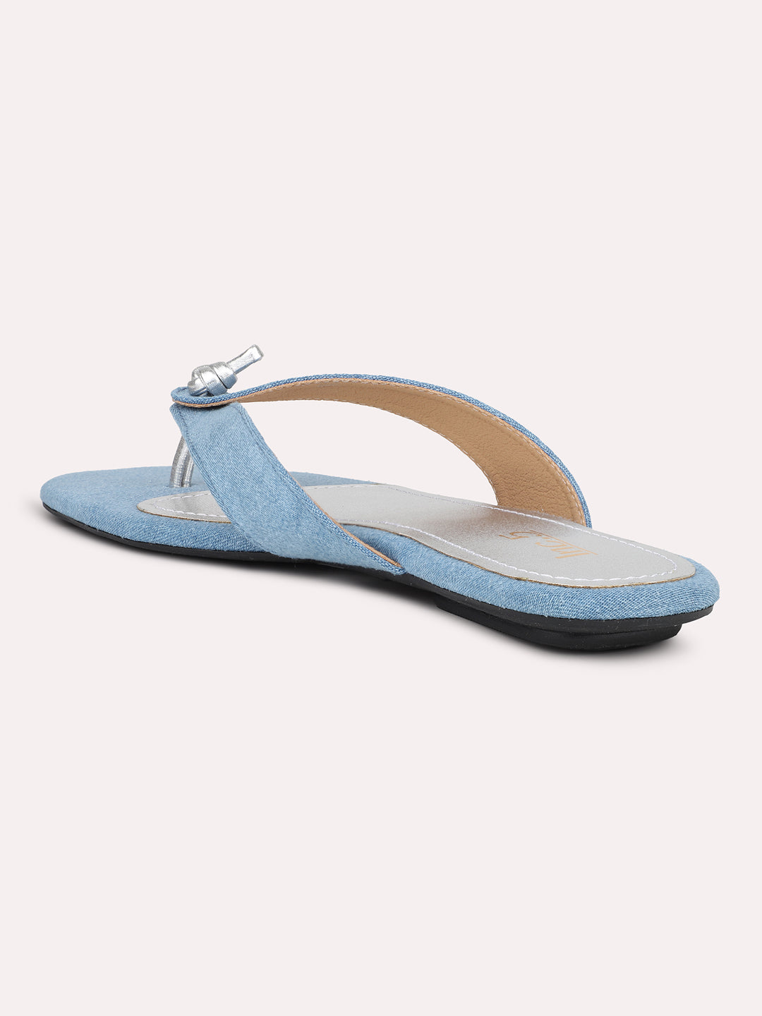 Women Blue Denim Opne Toe Flats