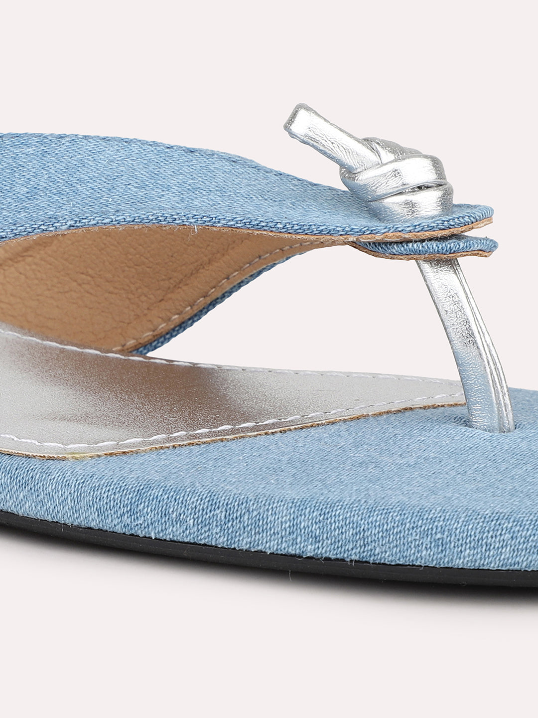 Women Blue Denim Opne Toe Flats