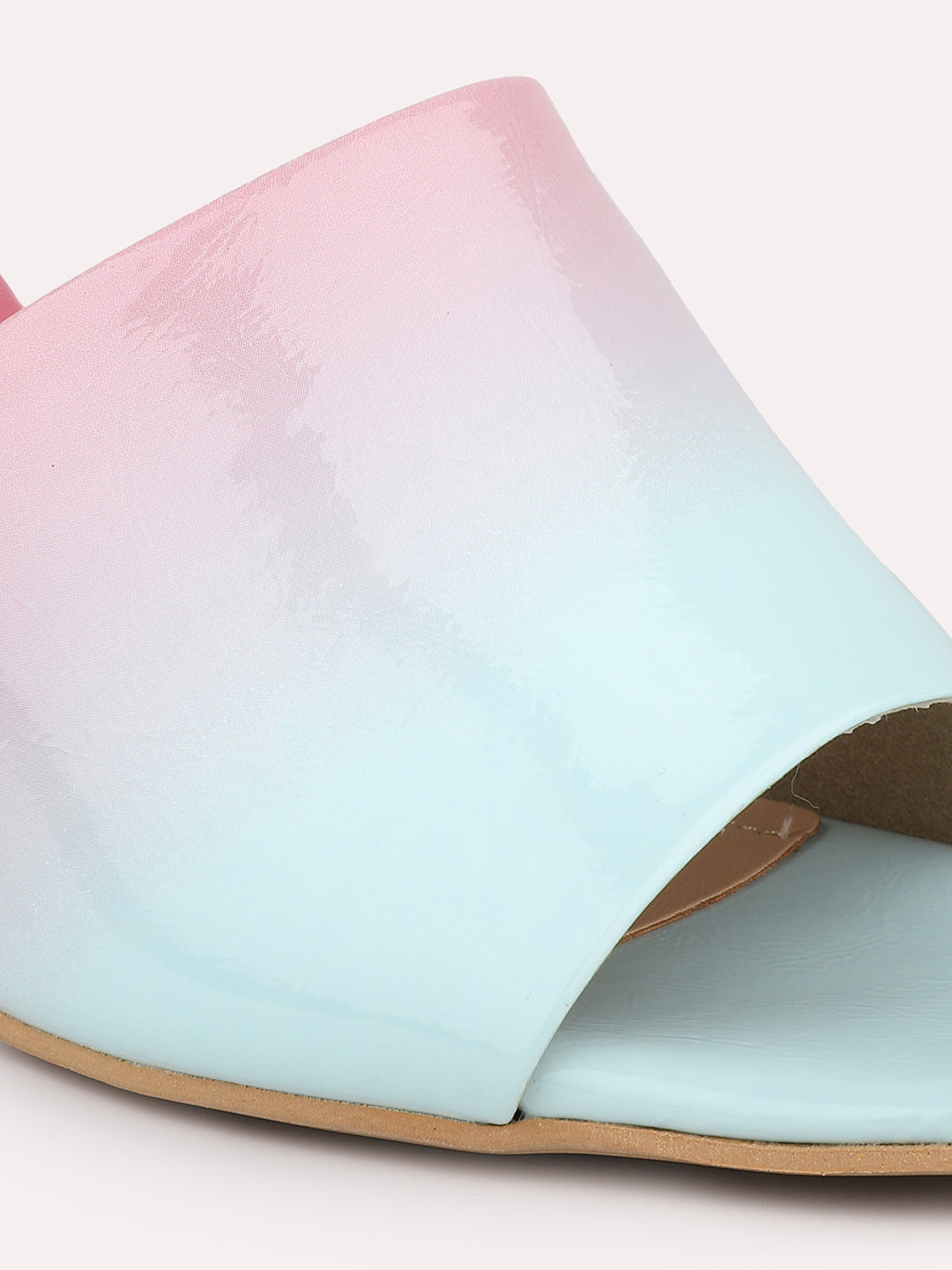 Women Blue & Pink-Coloured Printed Block Heels