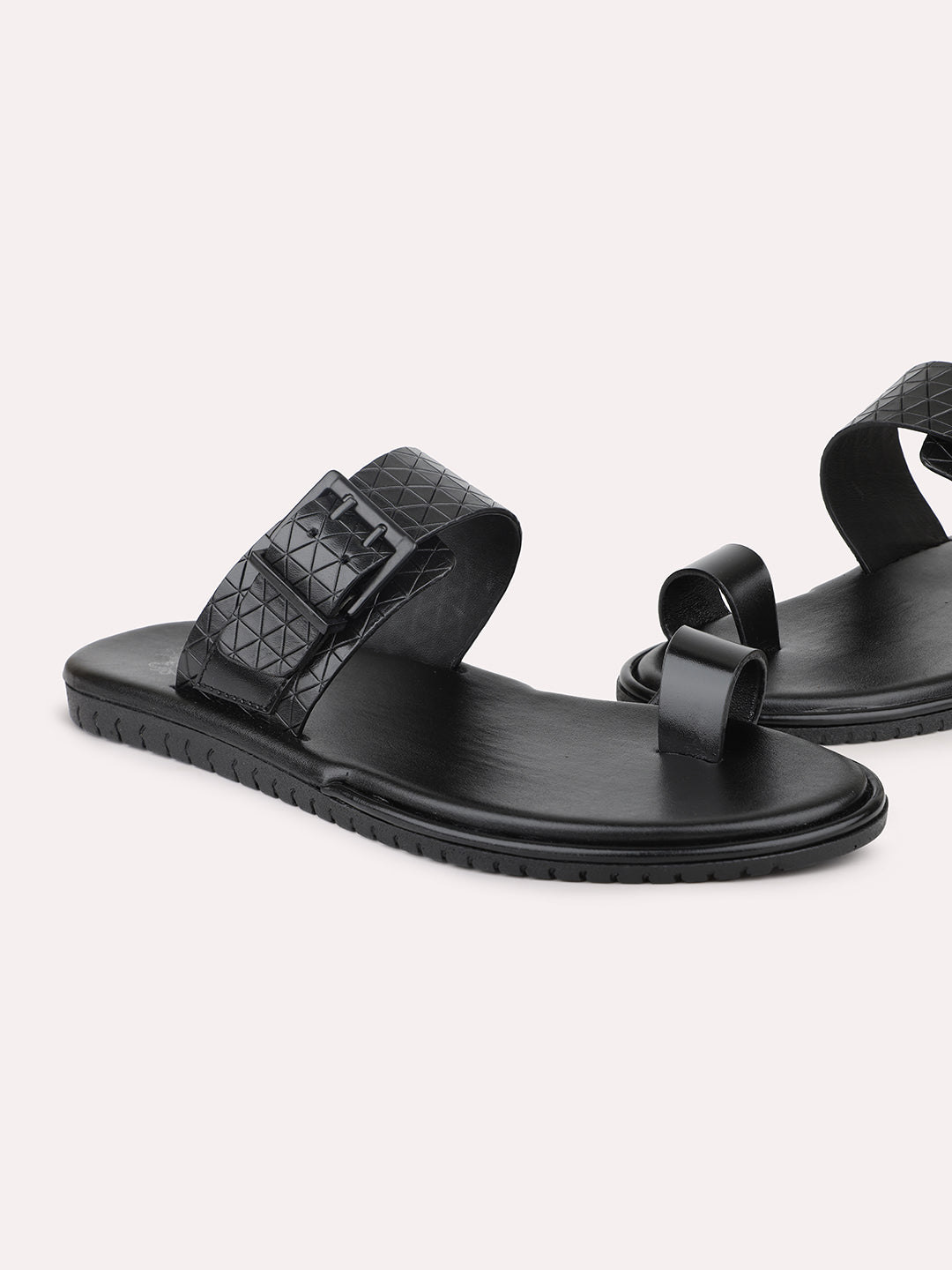 Atesber Black Formal Slip-on Sandal For Men