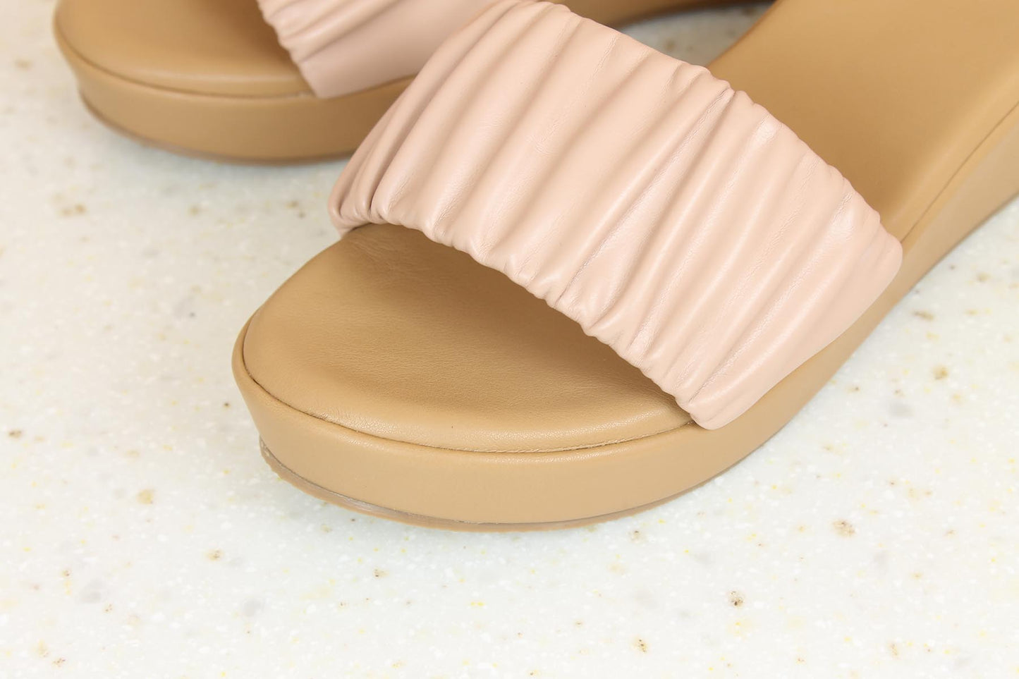 Women Peach Textured Wedge Sandals