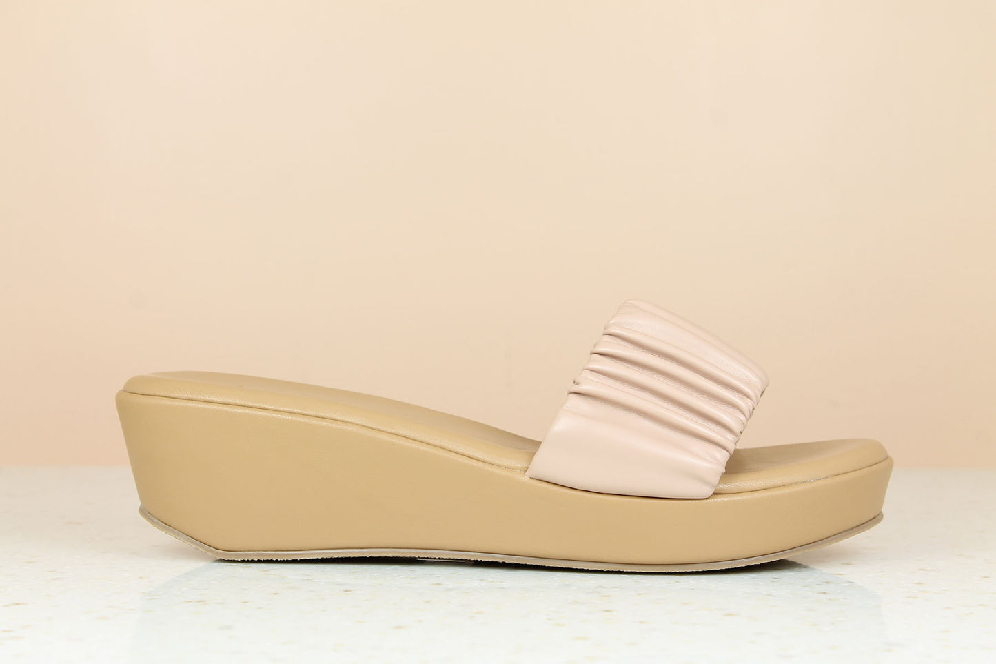 Women Peach Textured Wedge Sandals