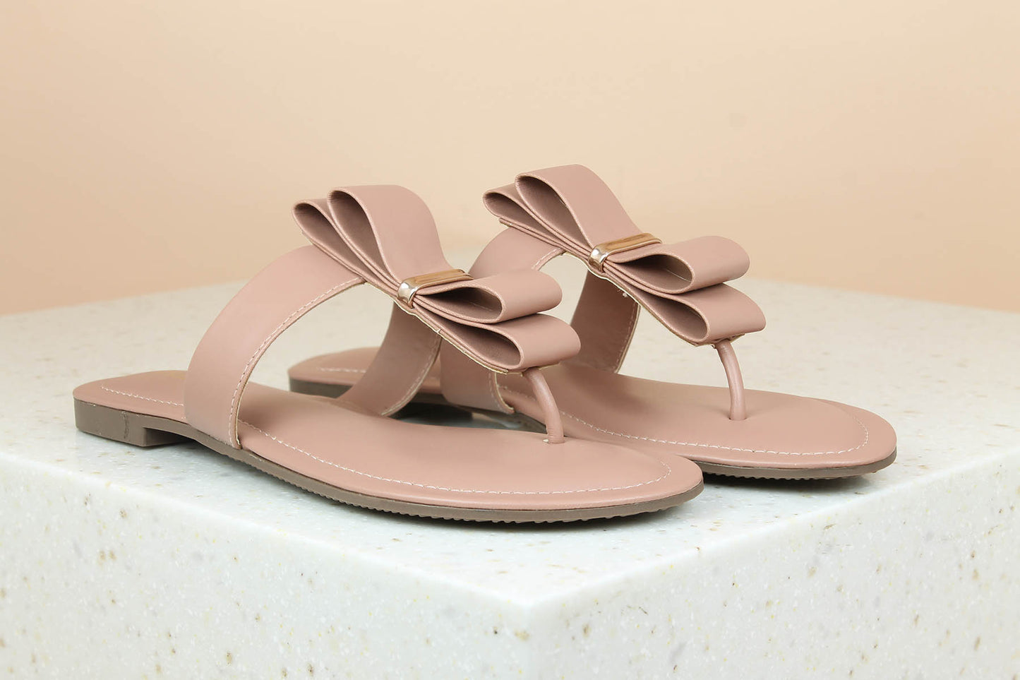 Women Peach Flat Casual Sandals