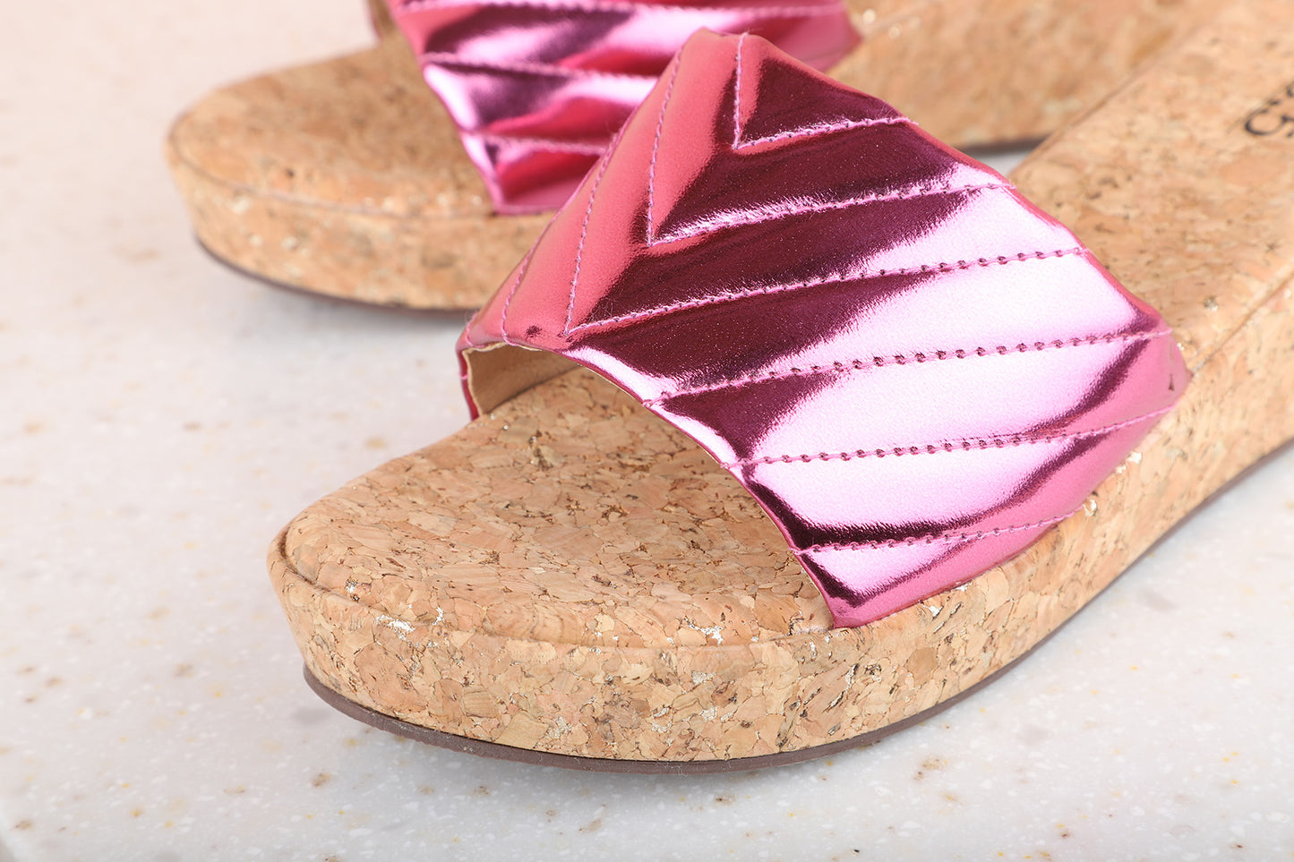 Women Rani Pink Shimmer Wedges Sandals