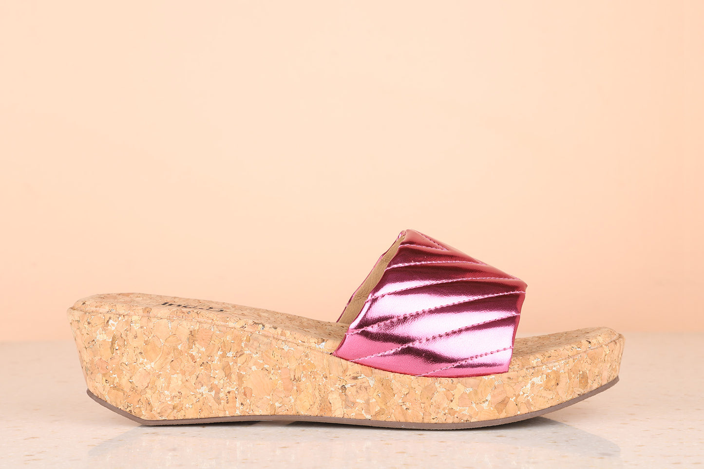 Women Rani Pink Shimmer Wedges Sandals