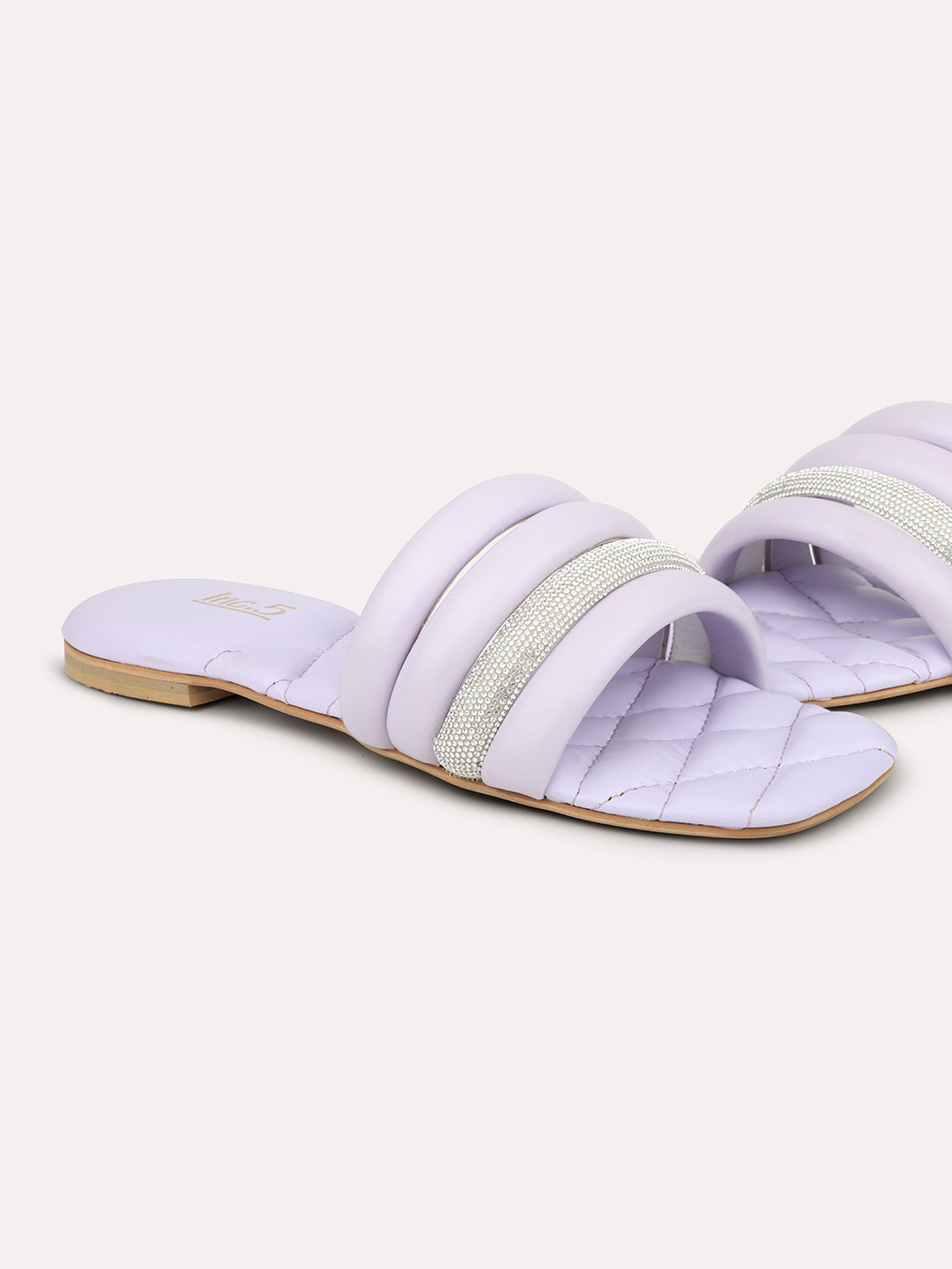 Women Purple  Embellished Open Toe Flats