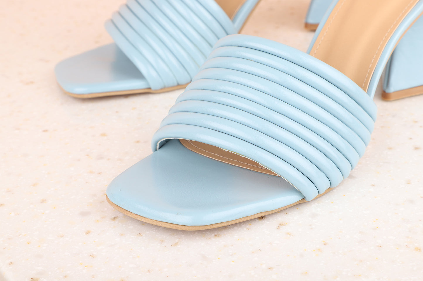 Women Blue Textured Block Heels