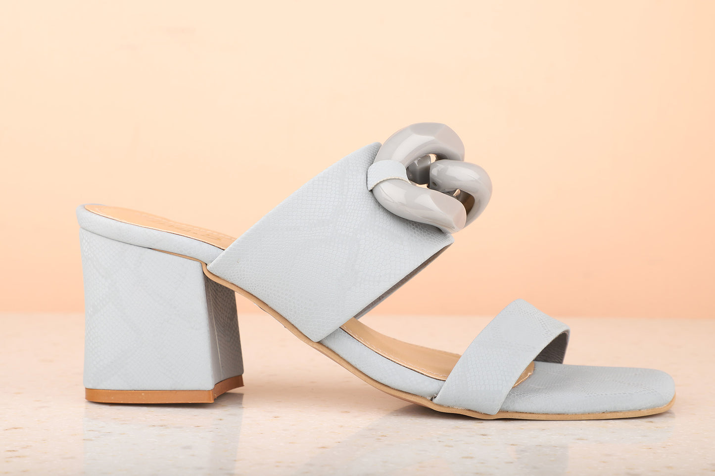 Women Grey Solid Block Heels