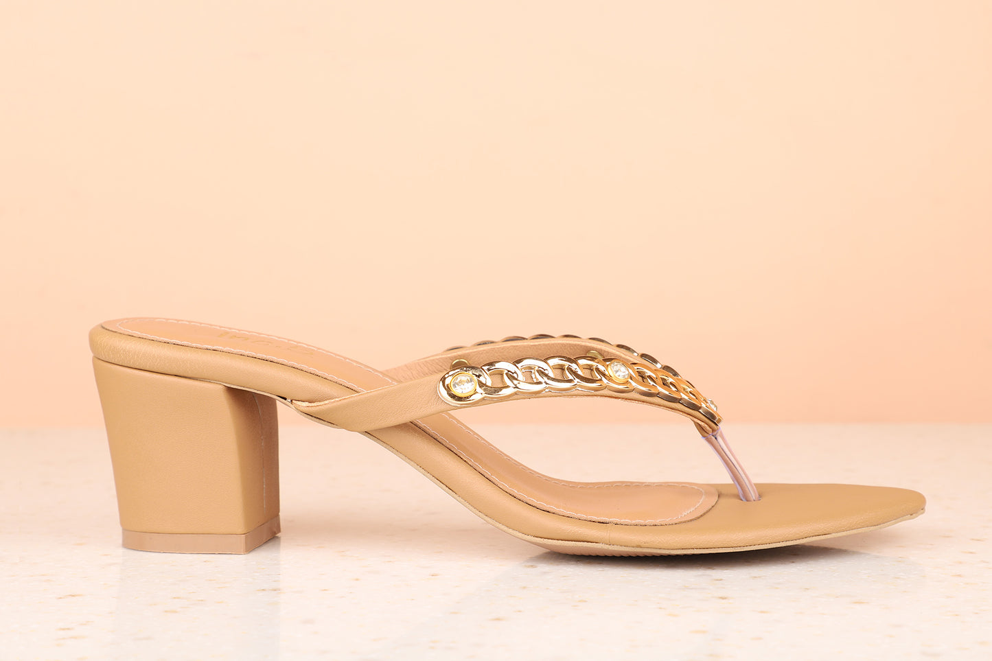 Women Peach Textured Open Toe Flats