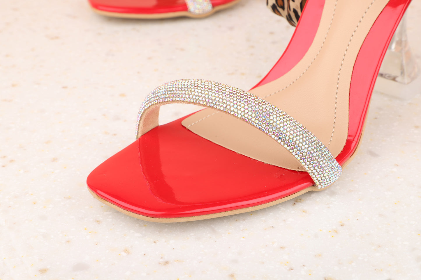 Women Red Embellished Party Block Heels