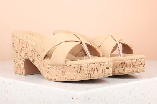 Women Beige Wedge Heels