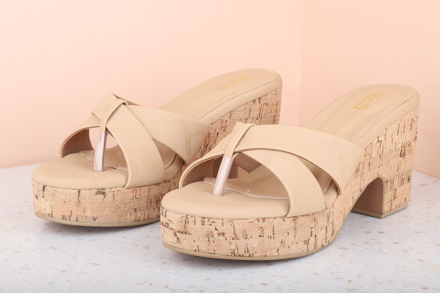 Women Beige Wedge Heels