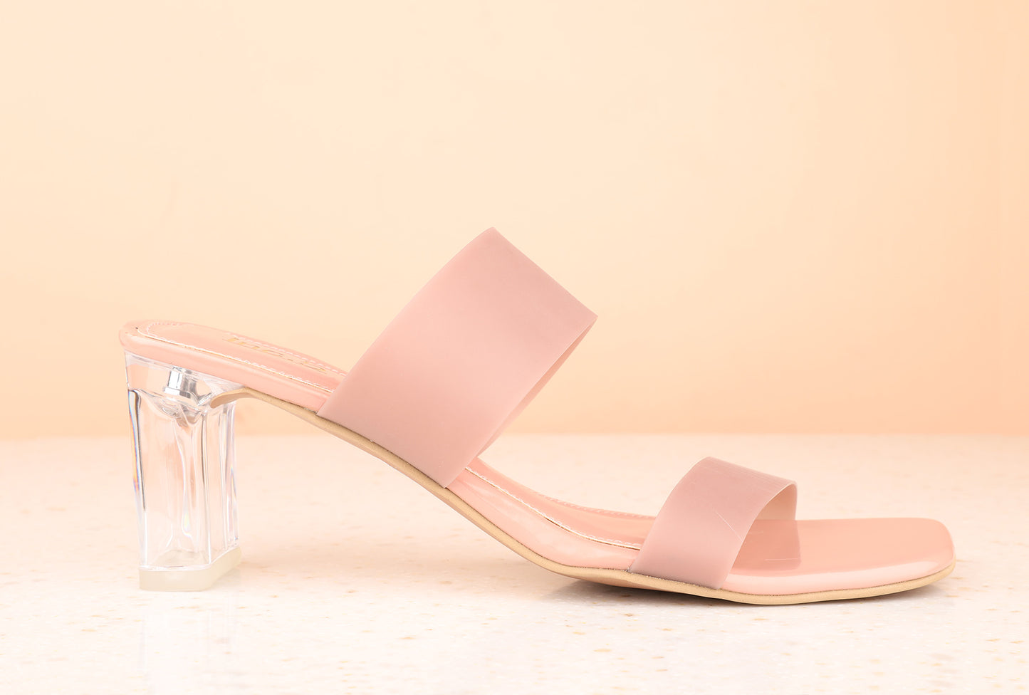 Women Pink Transparent Block Heels