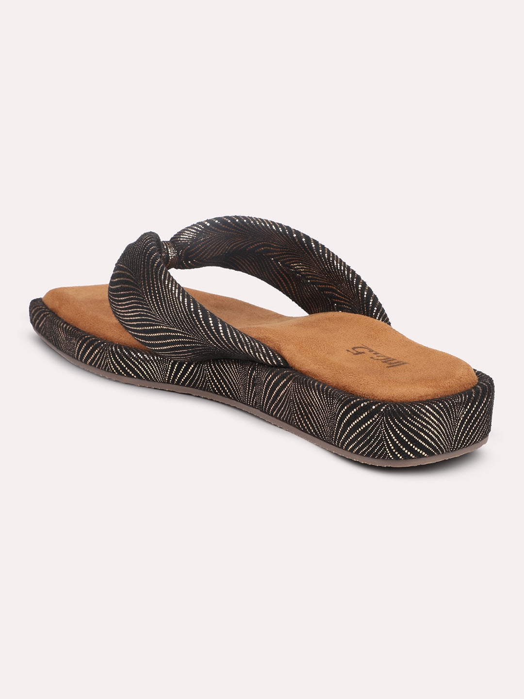 Women Antique & Black-Toned Striped Open Toe Flats