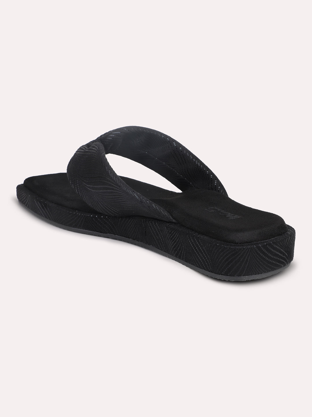 Women Black Striped Open Toe Flats