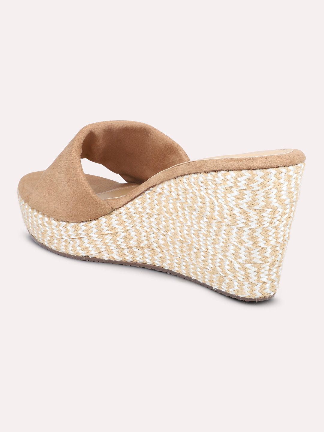 Women Beige Open Toe Wedge Heels