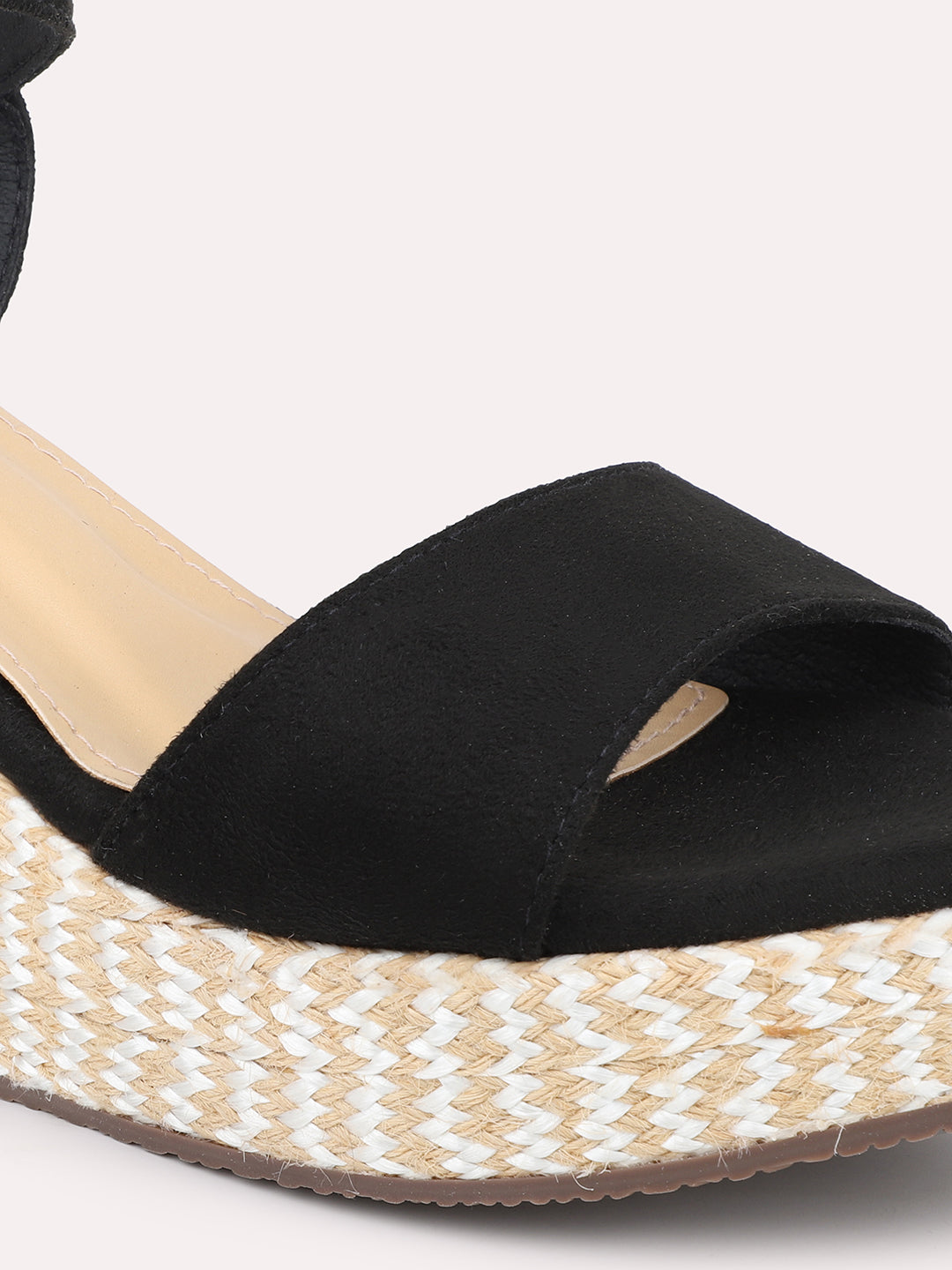 Women Black Open Toe Wedge Heels