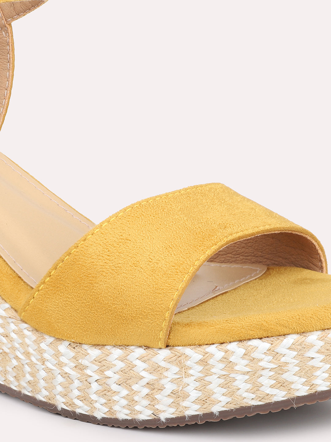 Women Yellow Open Toe Wedge Heels