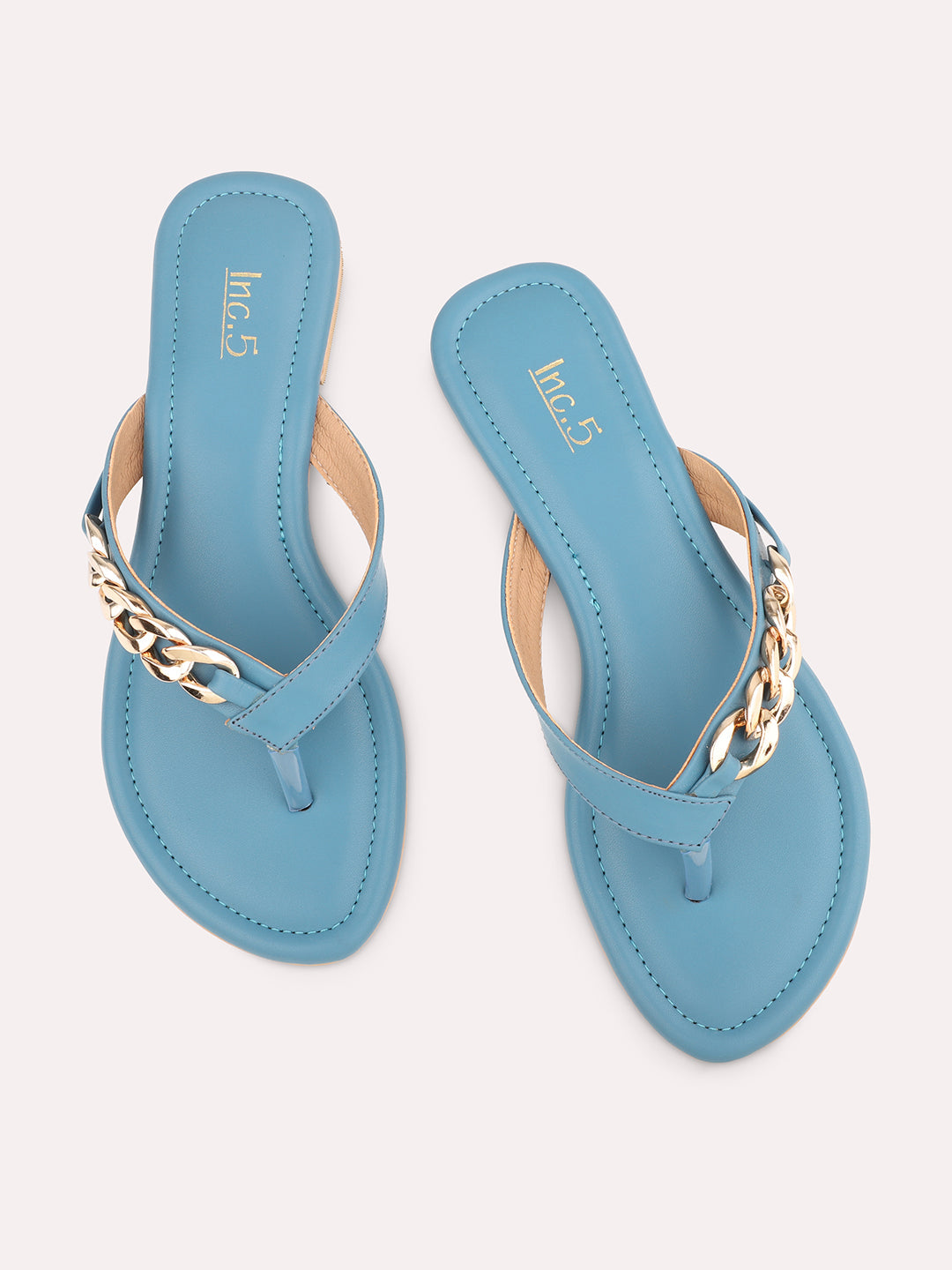 Women Blue Open Toe Flats