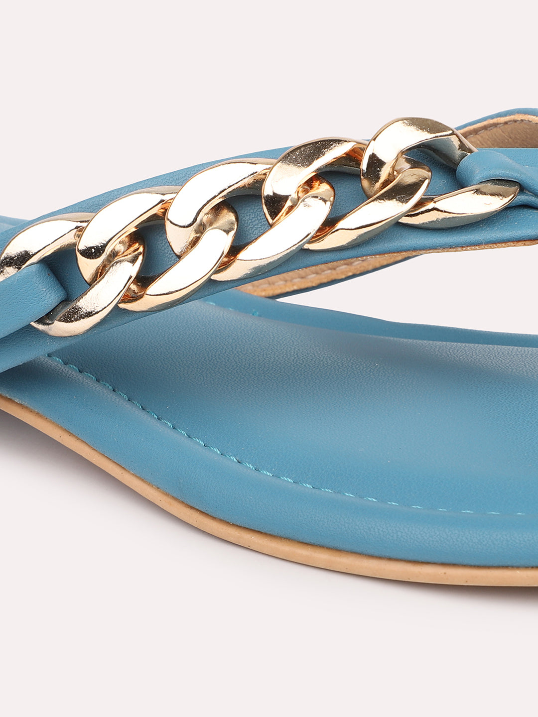 Women Blue Open Toe Flats