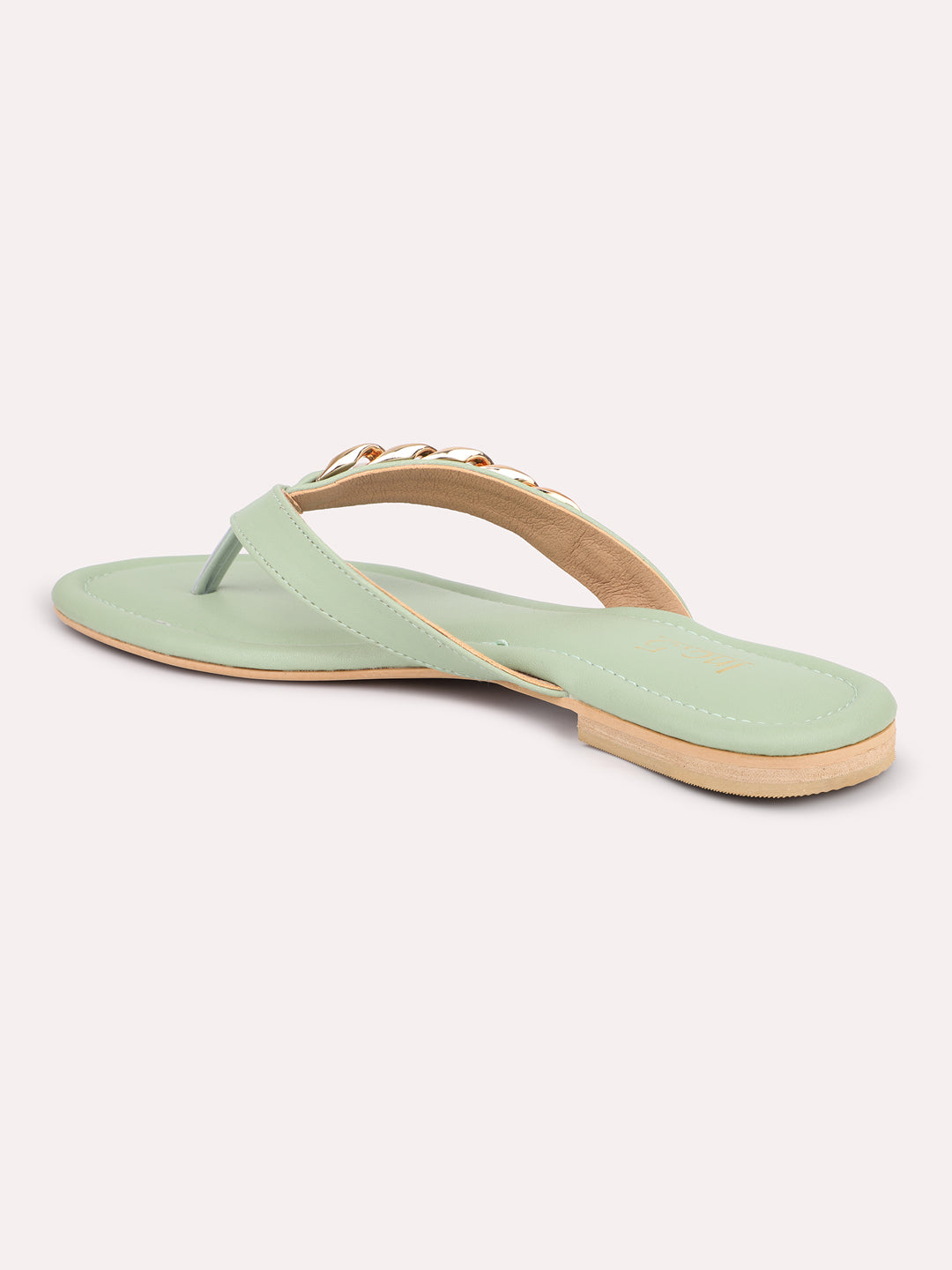 Women Green Open Toe Flats