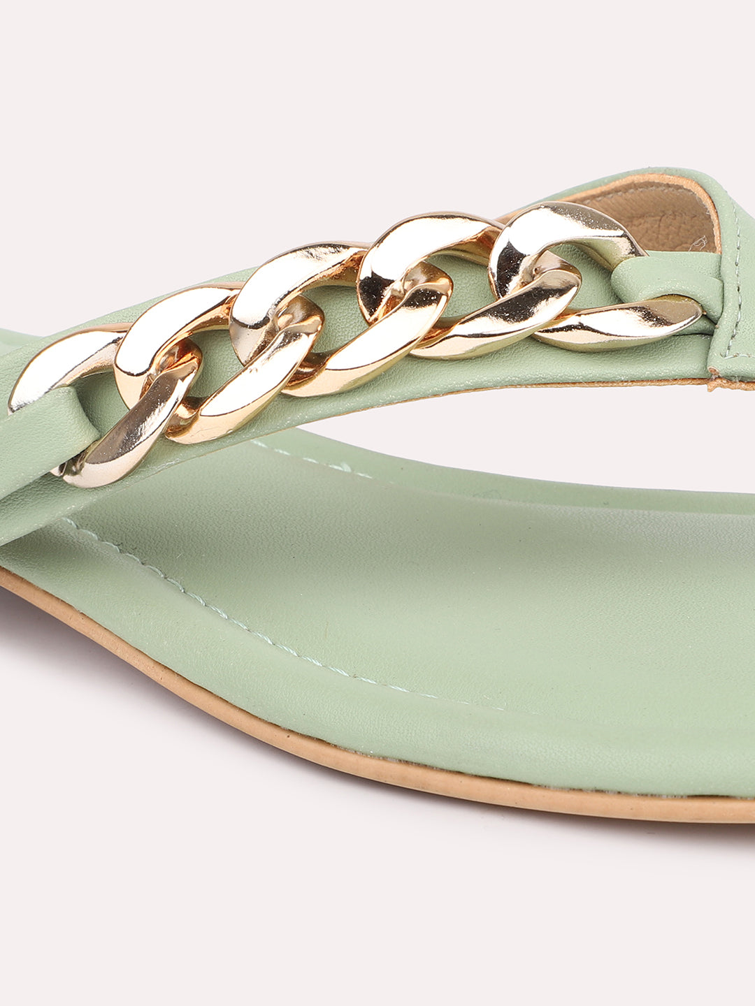 Women Green Open Toe Flats