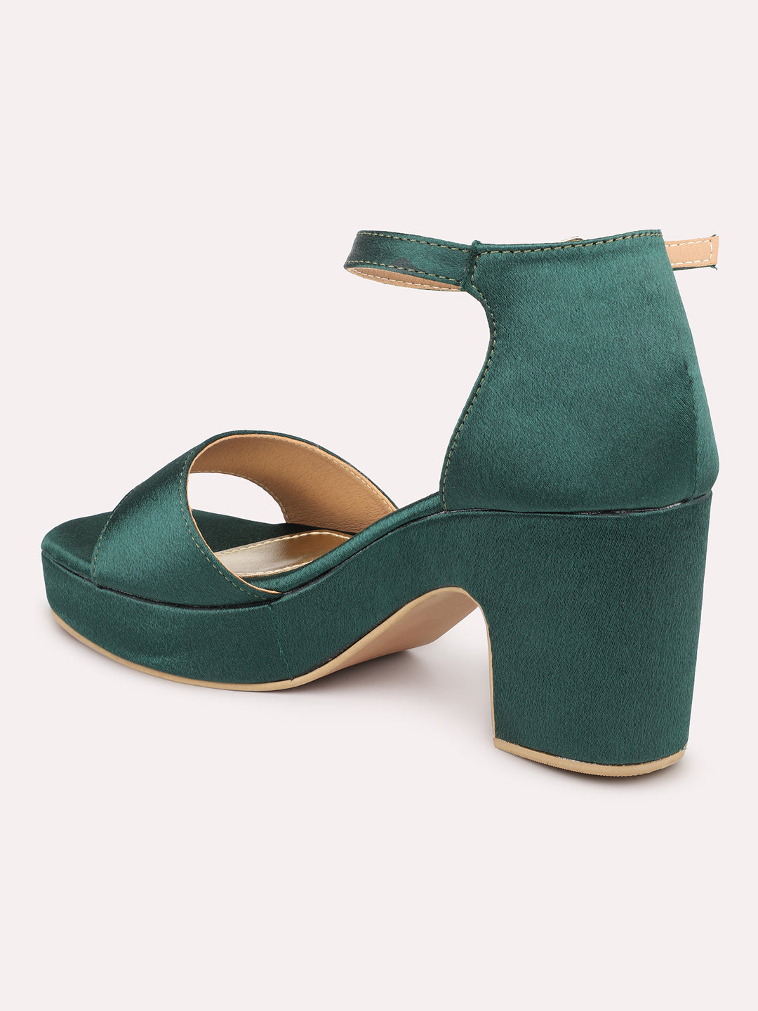 Women Green High-Top Platform with Buckles