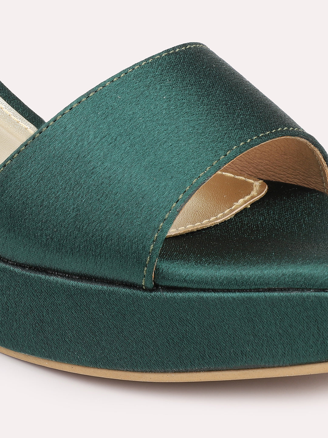 Women Green High-Top Platform with Buckles