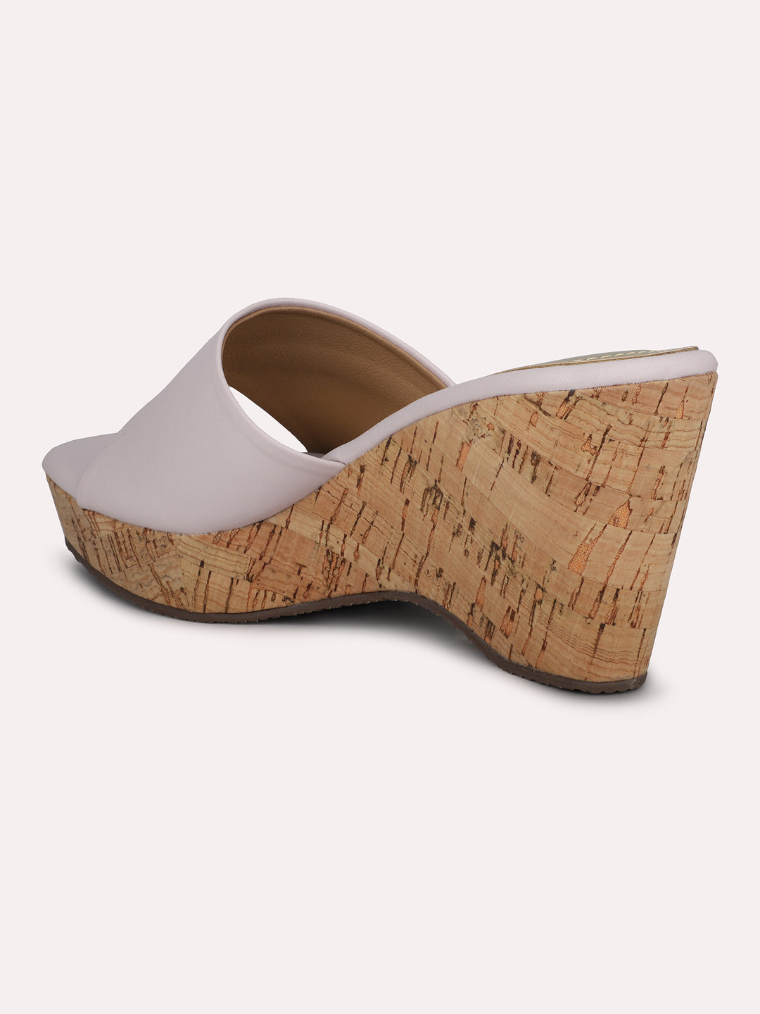 Women Lilac Open Toe Textured Detail Platform Heels