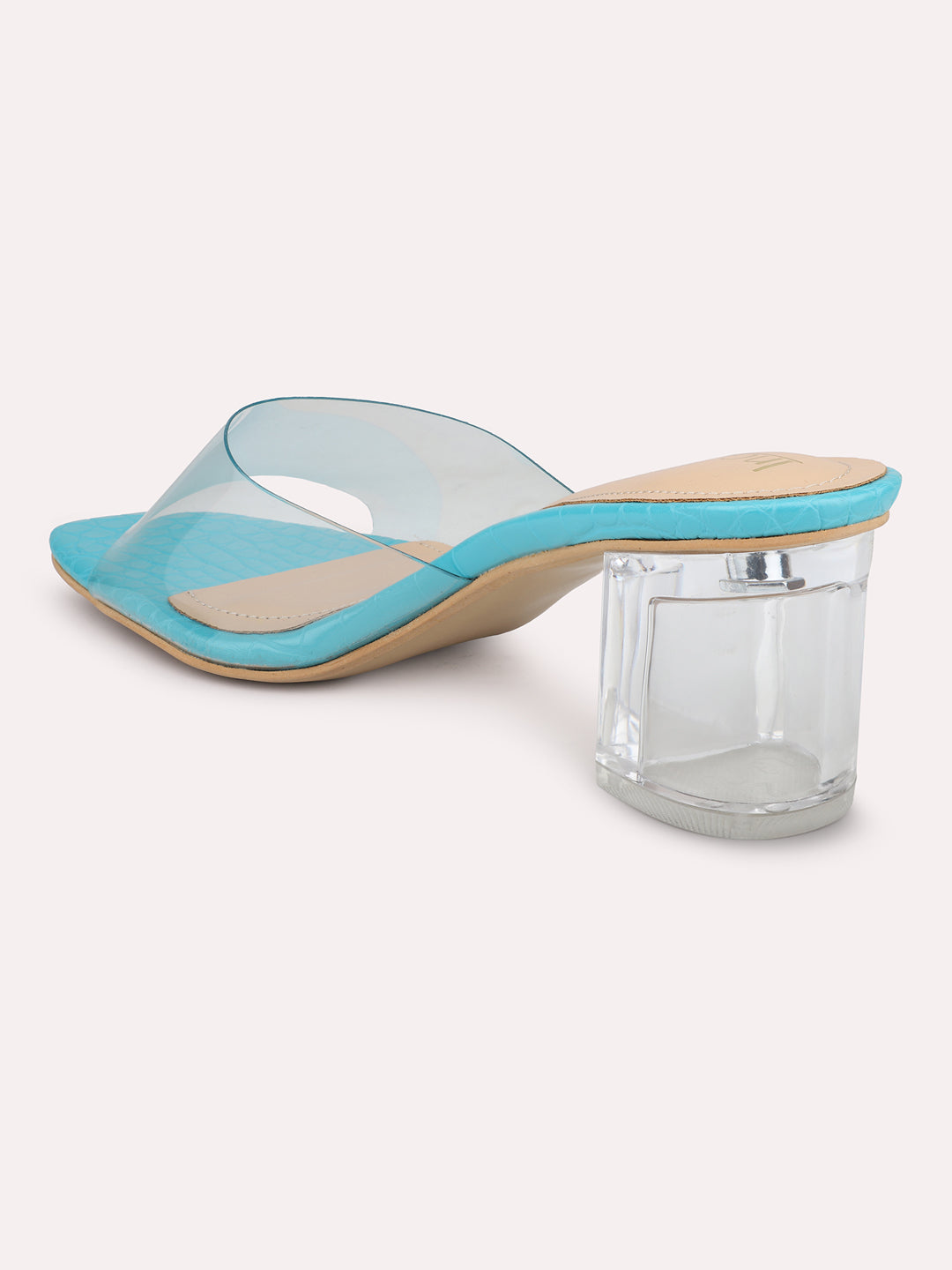 Women Blue-Toned & Transparent Block Sandals