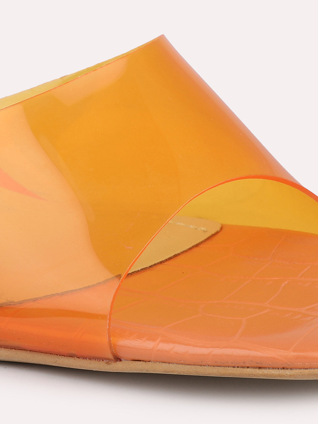 Women Orange-Toned & Transparent Block Sandals