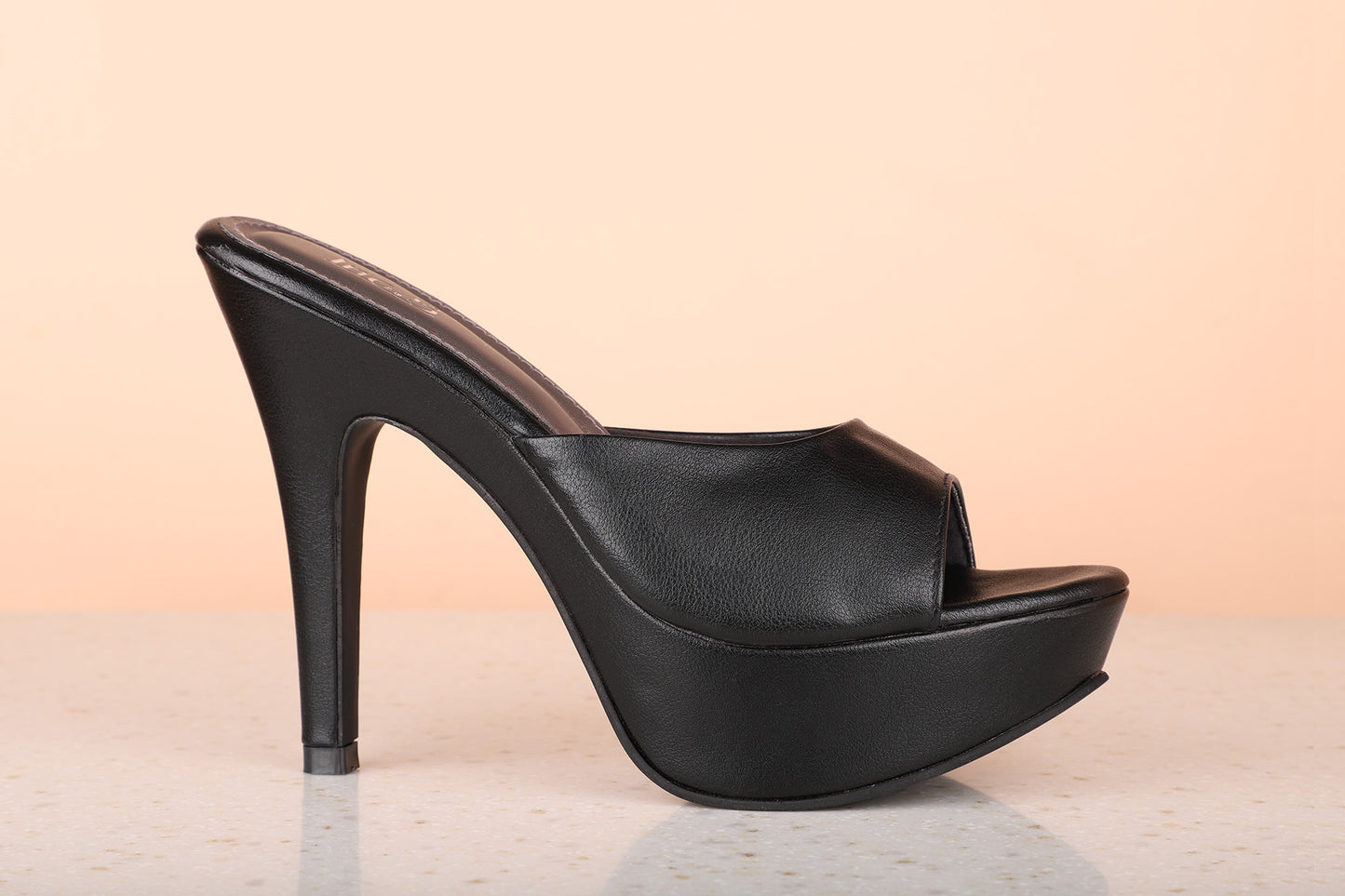 Women Black Stiletto Peep Toes