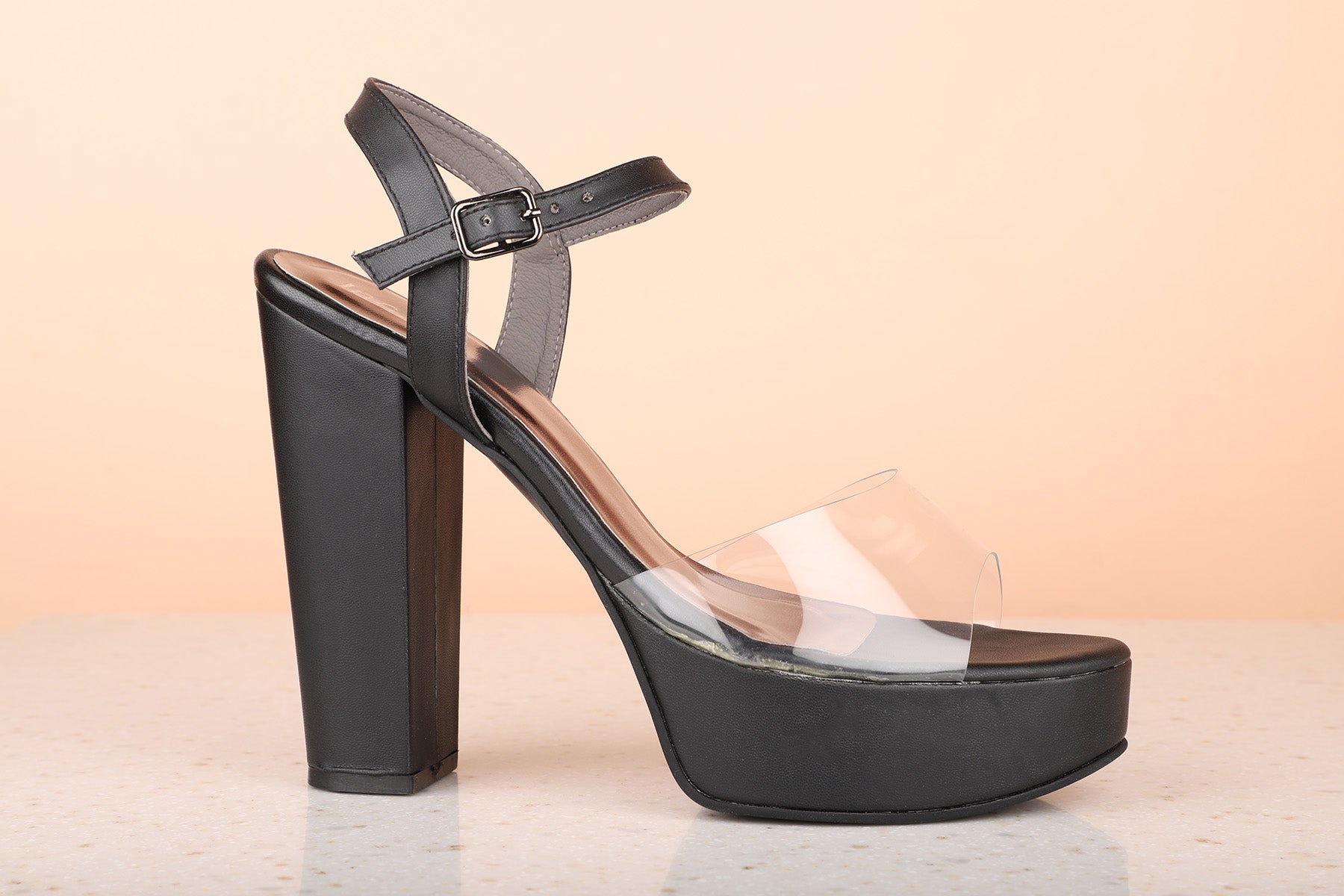 Bamboo Frenzy-54s Silver Open Toe Block Heel w/ Ankle Strap – Manic Shoes