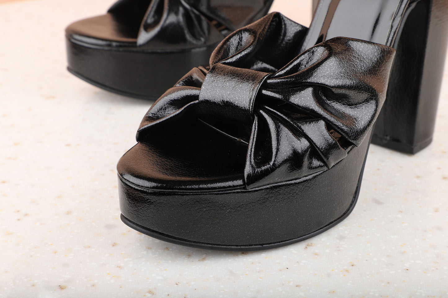 Women Black Embellished Platform Heels