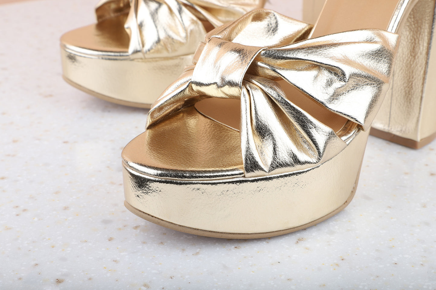 Women Gold Embellished Platform Heels