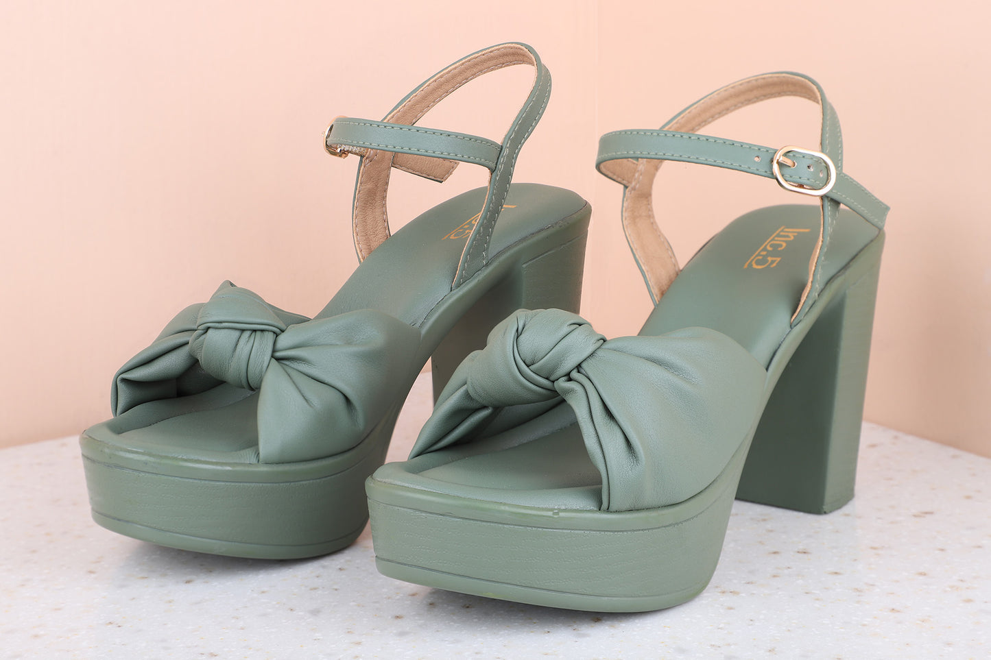 Women Green Solid Platform Heels