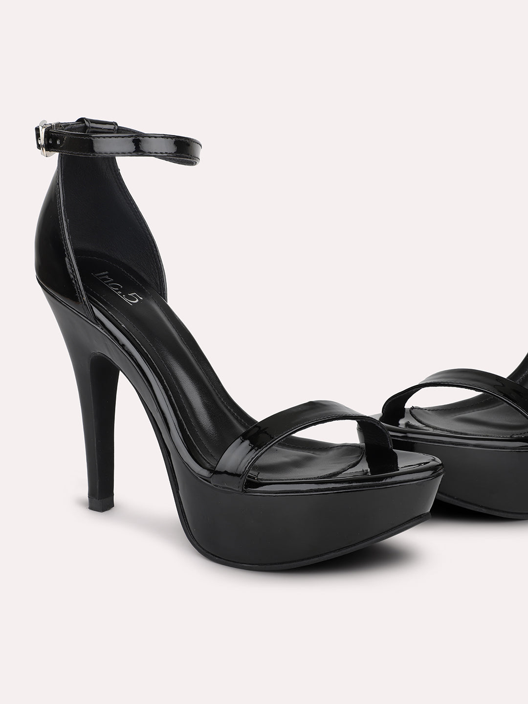 Women Black Party Stiletto Heels With Ankle Loop