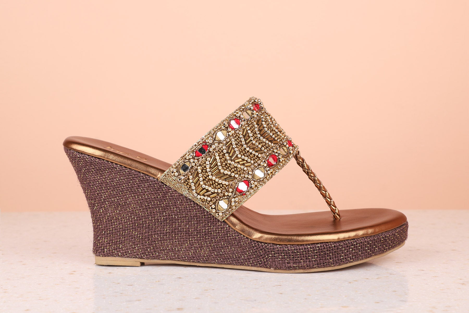 Gold thong wedge on sale sandals