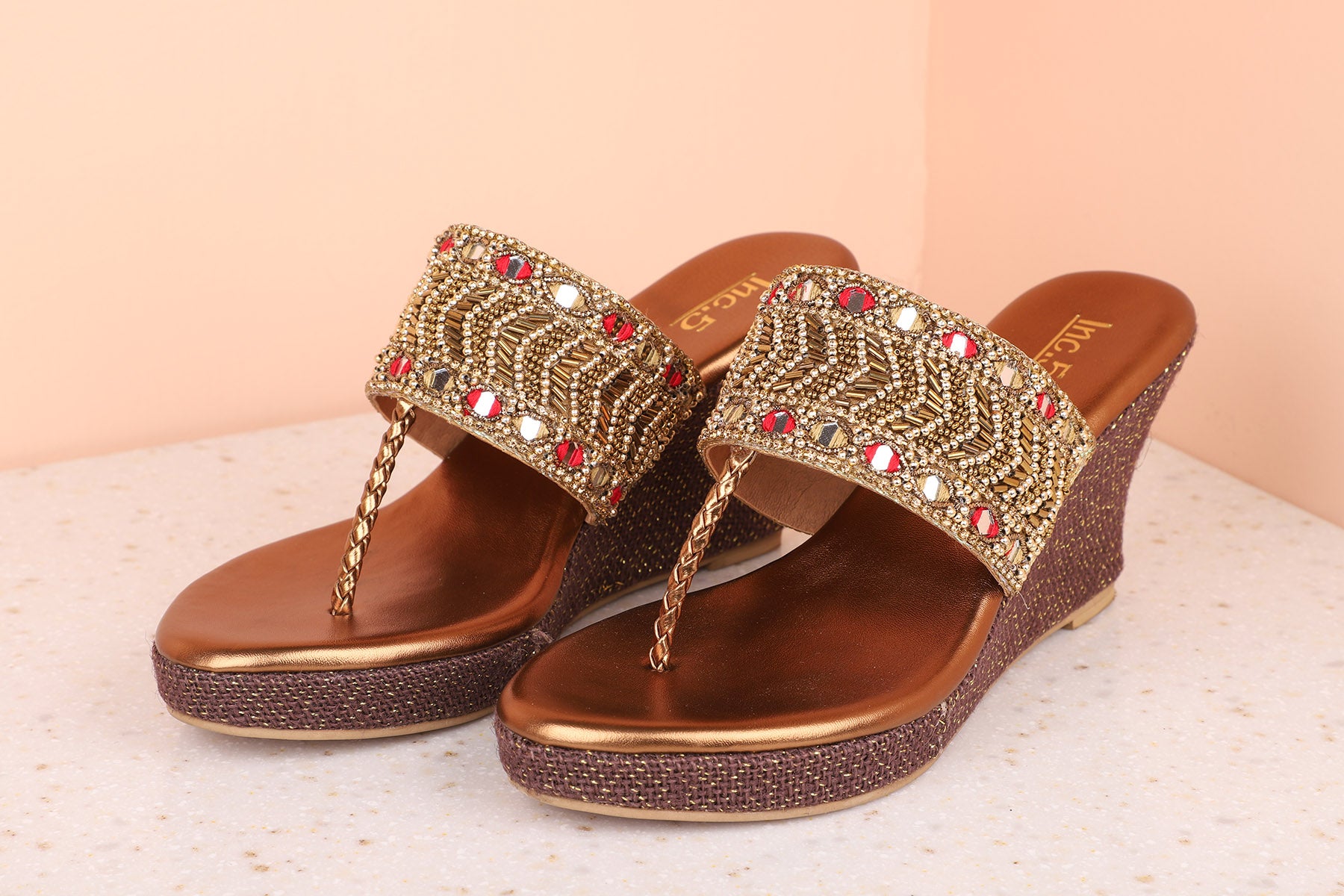 Buy Inc.5 Mid Heel Fashion Sandal Rose Gold Heels Online