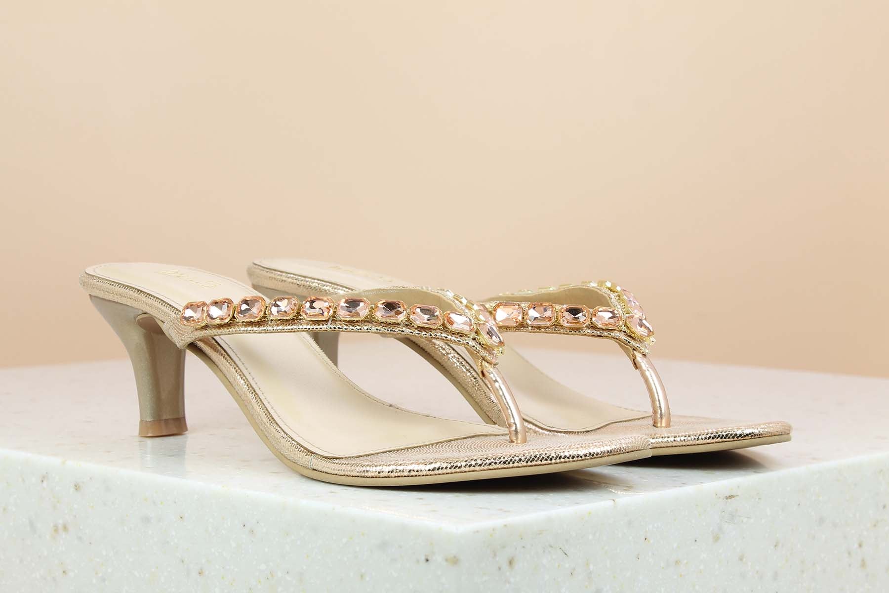 Buy Inc.5 Women Rose Gold Textured Block Heels at Amazon.in