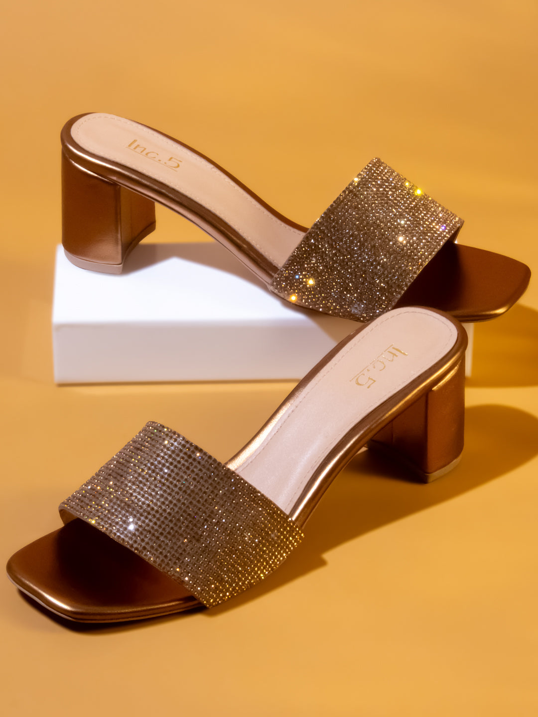 BLOCK HEEL DIAMOND MULES-Women's Mules-Inc5 Shoes
